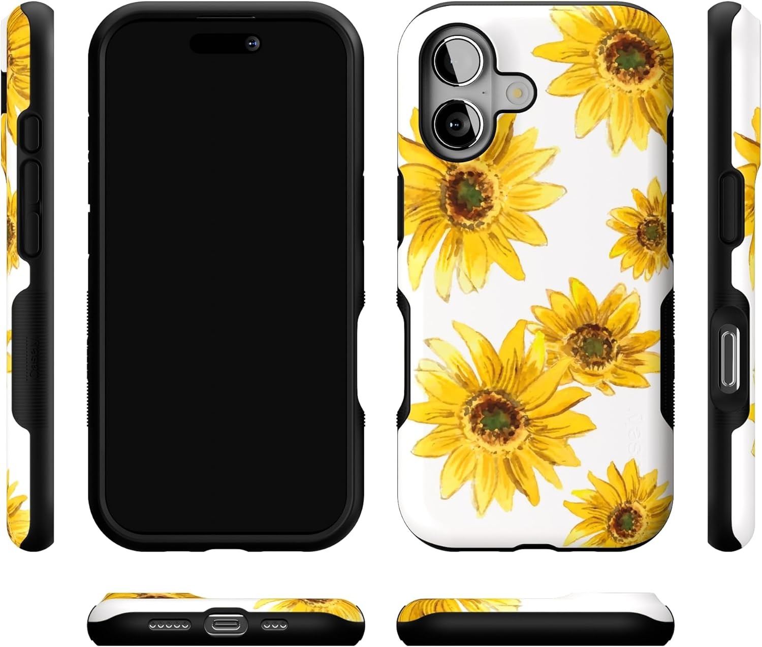 image:imageCasely iPhone 17 Case Starfish Wishes Coral Pink Shimmer Bold Protective Design MagSafe Compatible DesignGolden Garden Yellow Sunflower