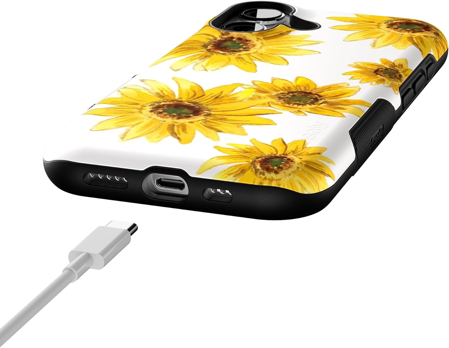 image:imageCasely iPhone 17 Case Starfish Wishes Coral Pink Shimmer Bold Protective Design MagSafe Compatible DesignGolden Garden Yellow Sunflower