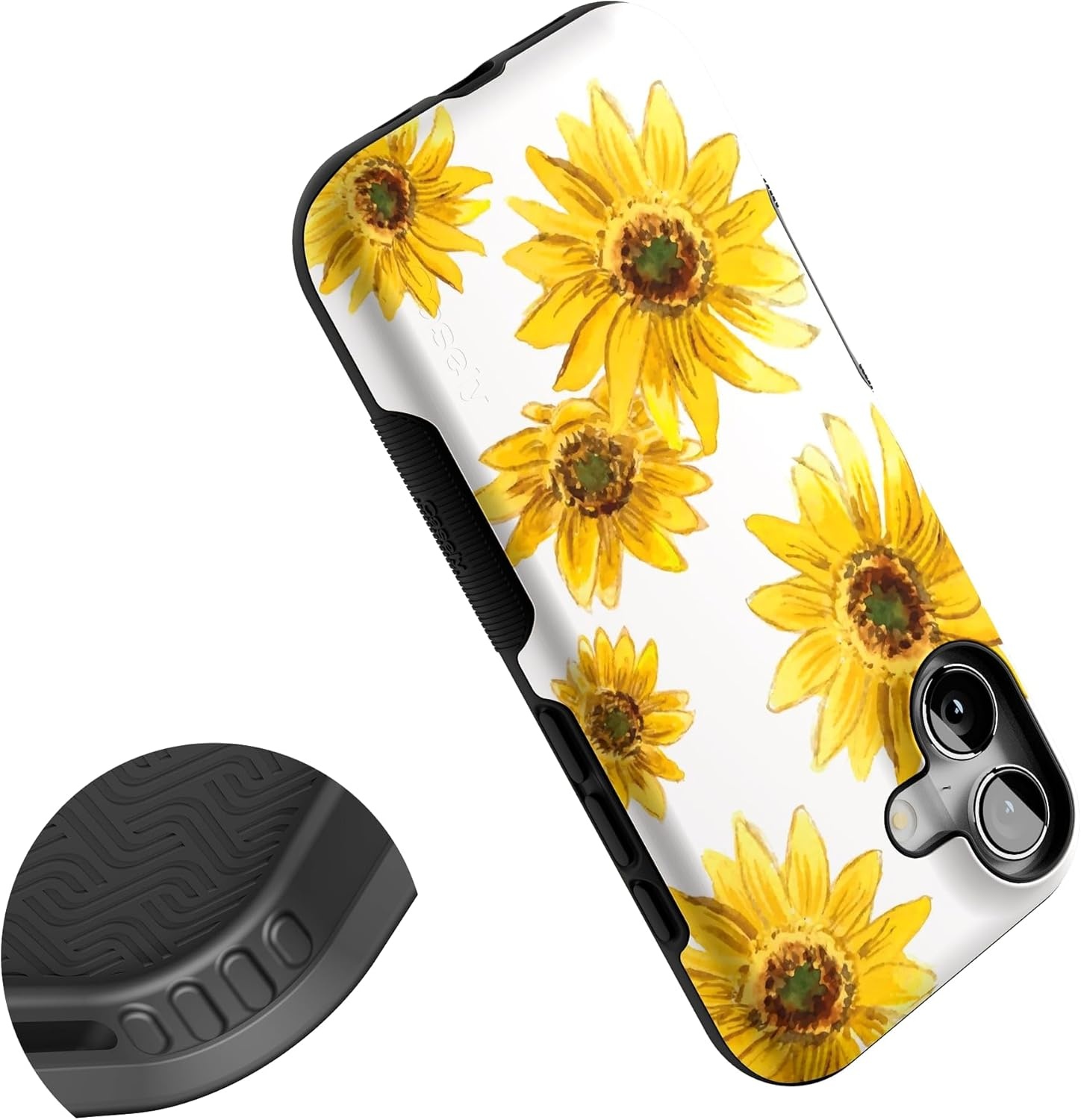 image:imageCasely iPhone 17 Case Starfish Wishes Coral Pink Shimmer Bold Protective Design MagSafe Compatible DesignGolden Garden Yellow Sunflower