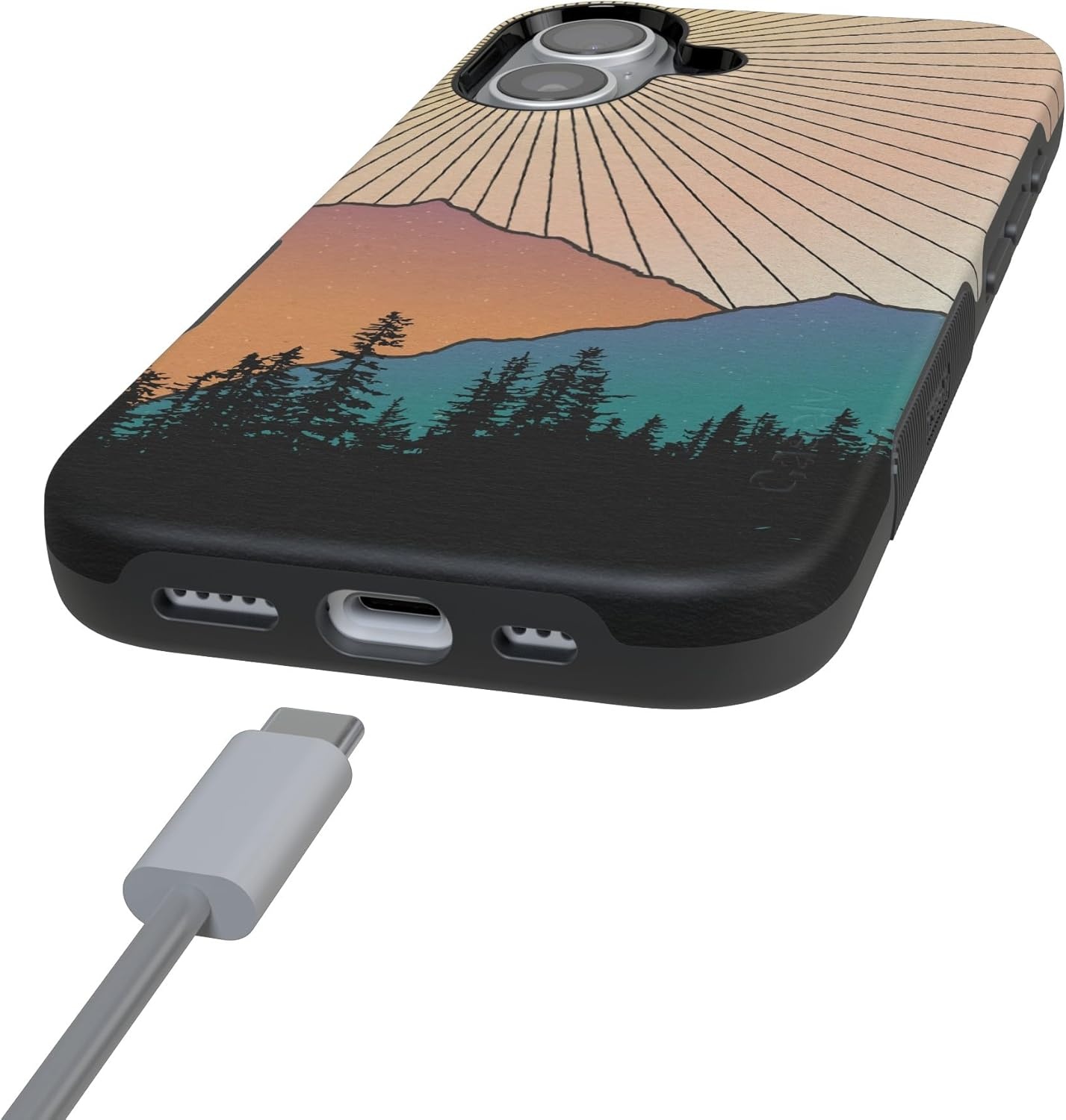 image:imageCasely iPhone 17 Case Starfish Wishes Coral Pink Shimmer Bold Protective Design MagSafe Compatible DesignGolden Hour Mountain Sunset