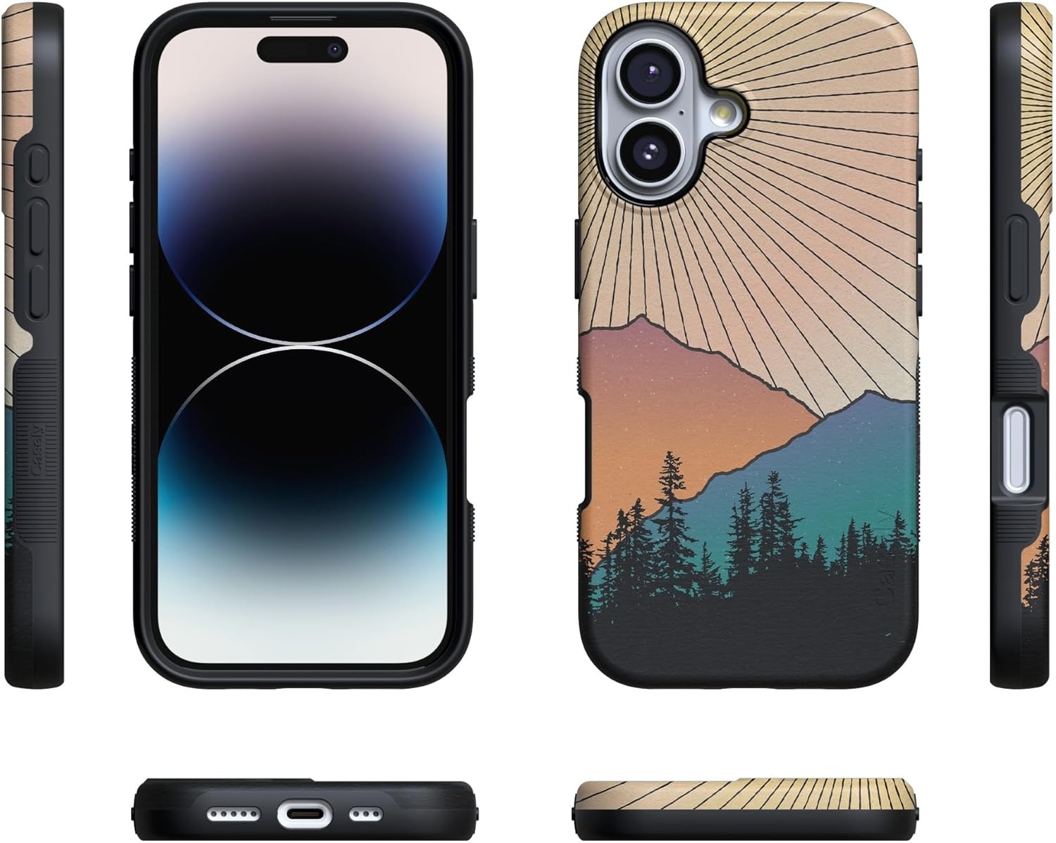 image:imageCasely iPhone 17 Case Starfish Wishes Coral Pink Shimmer Bold Protective Design MagSafe Compatible DesignGolden Hour Mountain Sunset