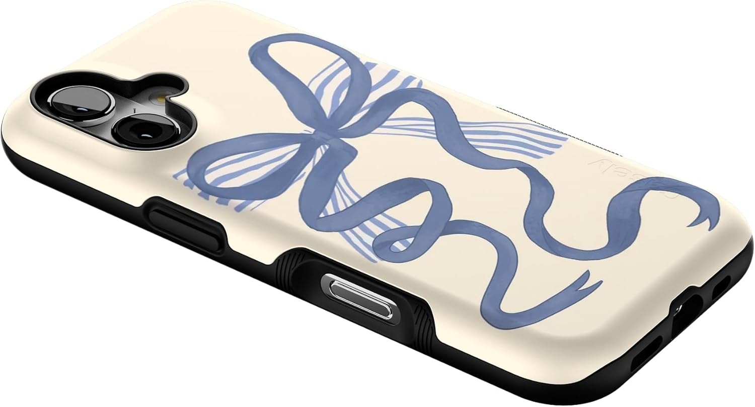 image:imageCasely iPhone 17 Case Starfish Wishes Coral Pink Shimmer Bold Protective Design MagSafe Compatible DesignHeartstrings Blue Bow
