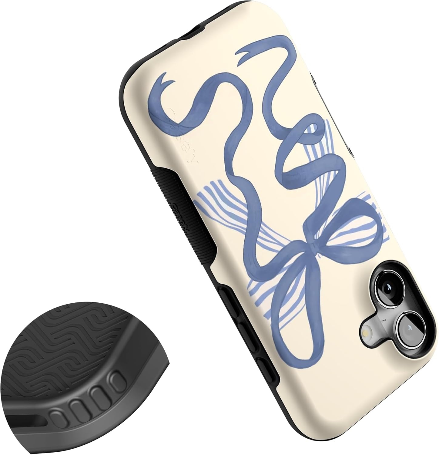 image:imageCasely iPhone 17 Case Starfish Wishes Coral Pink Shimmer Bold Protective Design MagSafe Compatible DesignHeartstrings Blue Bow