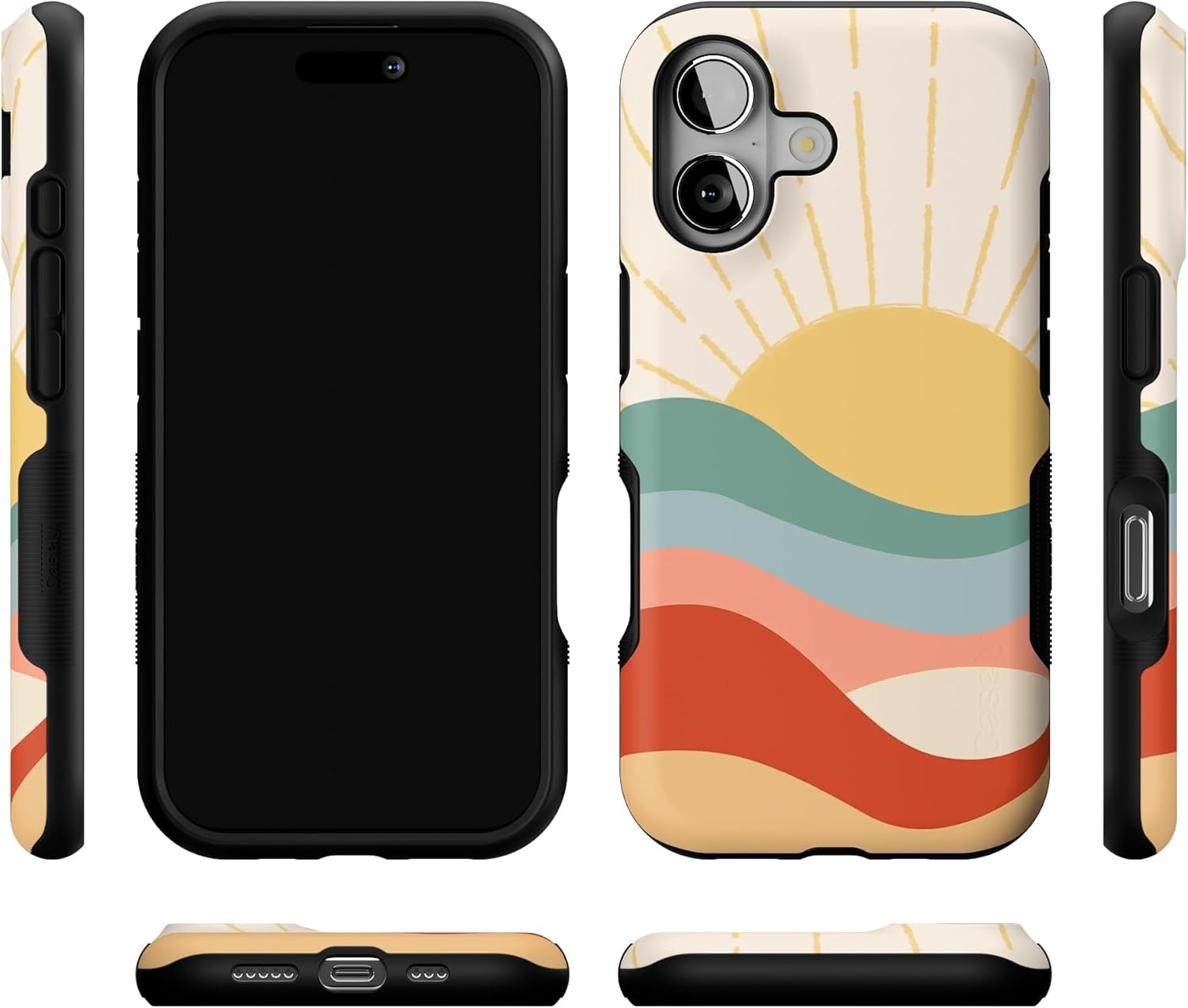 image:imageCasely iPhone 17 Case Starfish Wishes Coral Pink Shimmer Bold Protective Design MagSafe Compatible DesignHere Comes the Sun Colorblock Sunset