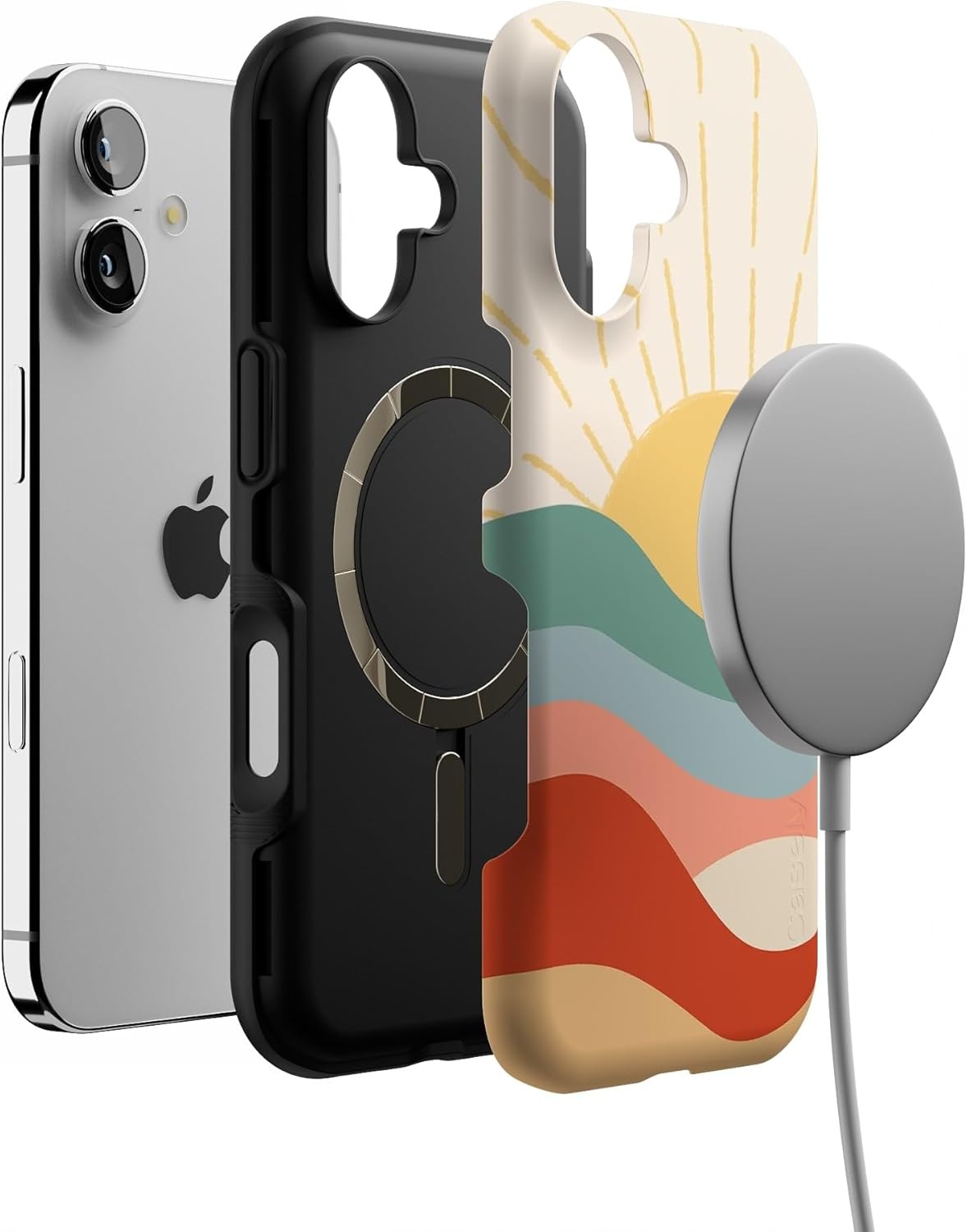 image:imageCasely iPhone 17 Case Starfish Wishes Coral Pink Shimmer Bold Protective Design MagSafe Compatible DesignHere Comes the Sun Colorblock Sunset