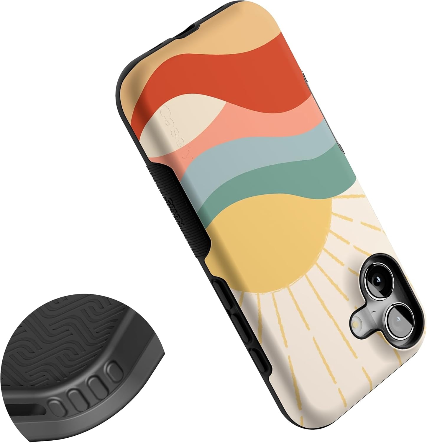 image:imageCasely iPhone 17 Case Starfish Wishes Coral Pink Shimmer Bold Protective Design MagSafe Compatible DesignHere Comes the Sun Colorblock Sunset