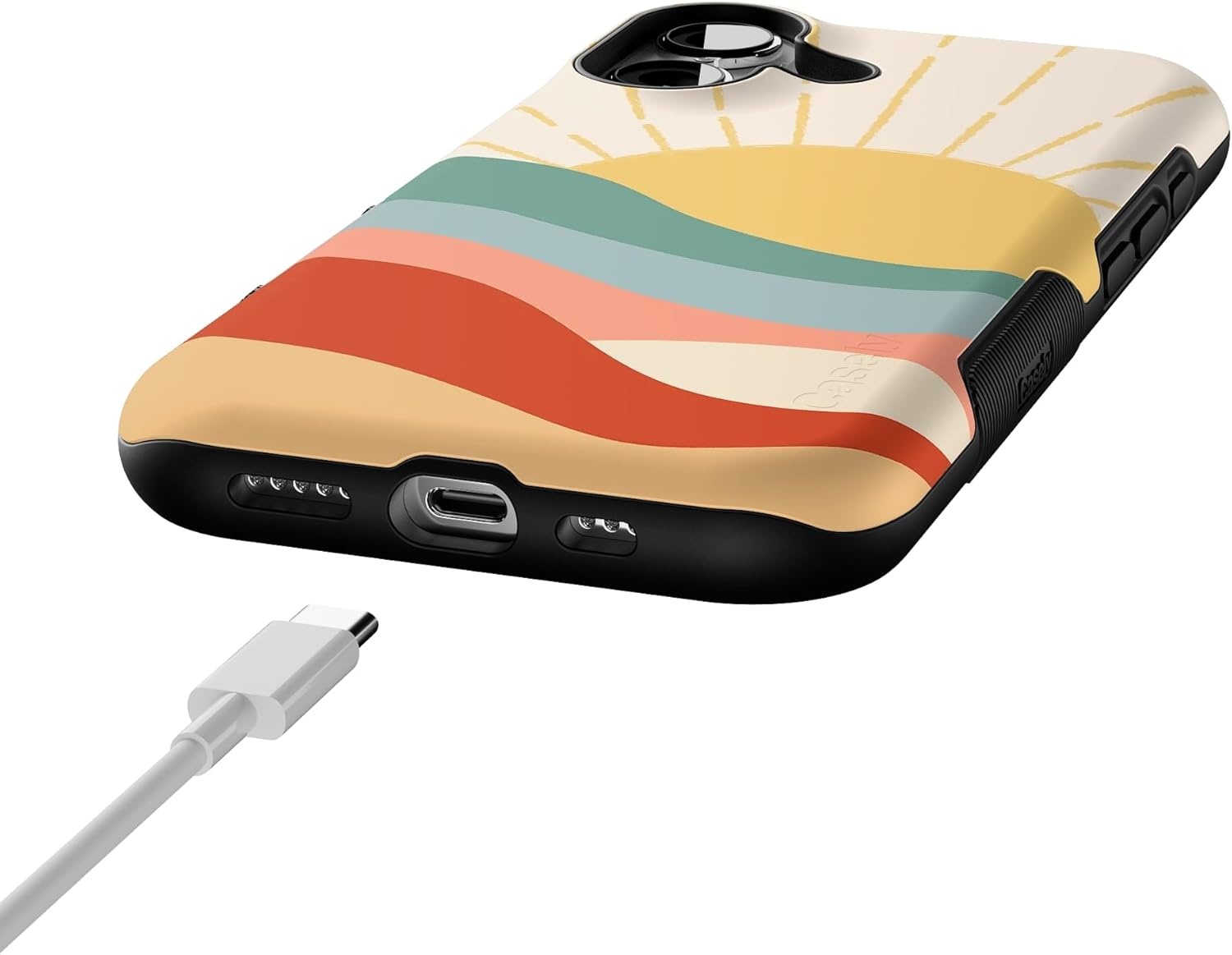 image:imageCasely iPhone 17 Case Starfish Wishes Coral Pink Shimmer Bold Protective Design MagSafe Compatible DesignHere Comes the Sun Colorblock Sunset