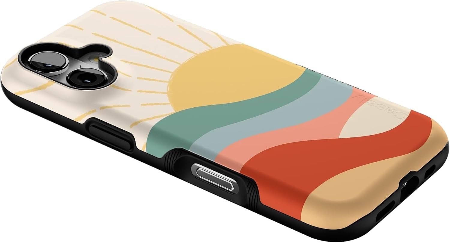 image:imageCasely iPhone 17 Case Starfish Wishes Coral Pink Shimmer Bold Protective Design MagSafe Compatible DesignHere Comes the Sun Colorblock Sunset