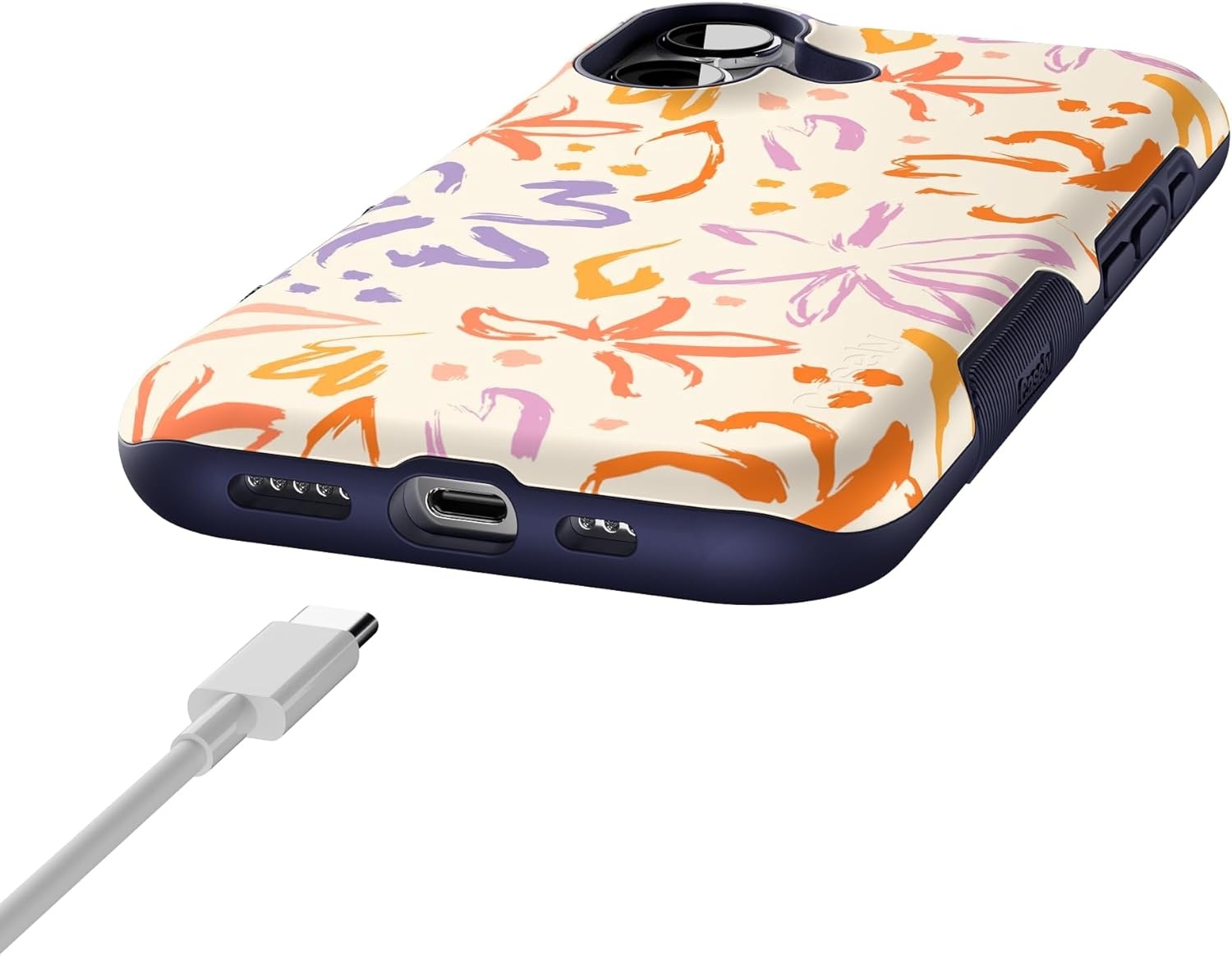 image:imageCasely iPhone 17 Case Starfish Wishes Coral Pink Shimmer Bold Protective Design MagSafe Compatible DesignHibiscus Blooms Hawaiian Floral