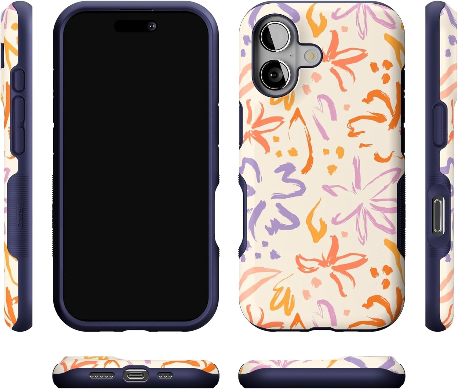 image:imageCasely iPhone 17 Case Starfish Wishes Coral Pink Shimmer Bold Protective Design MagSafe Compatible DesignHibiscus Blooms Hawaiian Floral