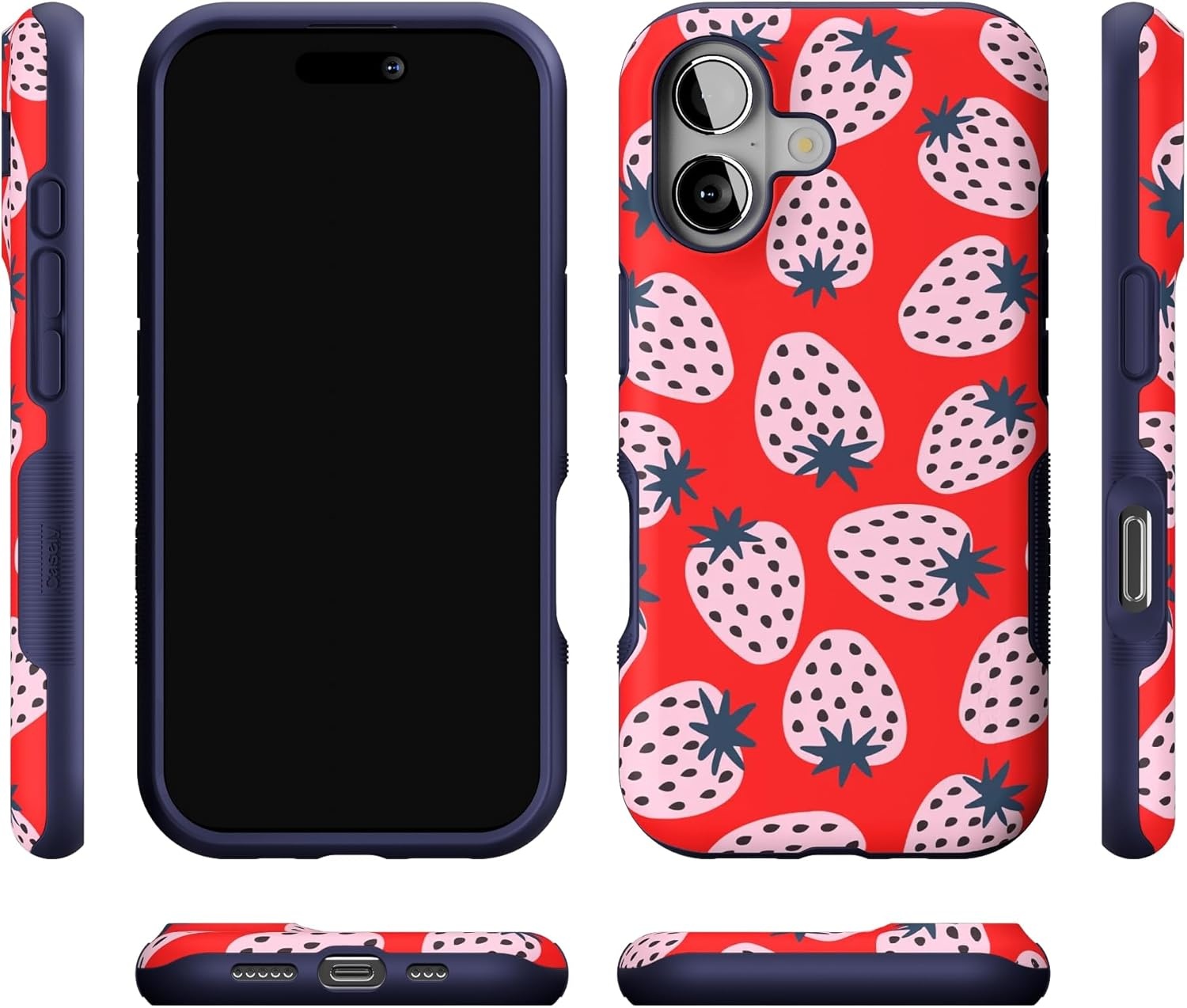 image:imageCasely iPhone 17 Case Starfish Wishes Coral Pink Shimmer Bold Protective Design MagSafe Compatible DesignId Pick You Red Strawberry