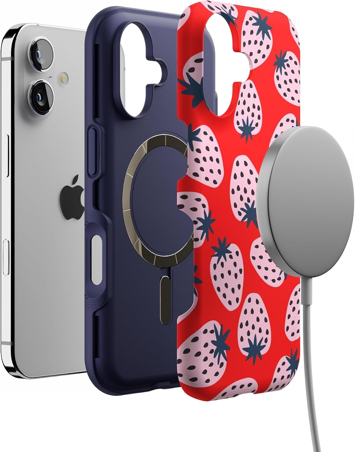 image:imageCasely iPhone 17 Case Starfish Wishes Coral Pink Shimmer Bold Protective Design MagSafe Compatible DesignId Pick You Red Strawberry