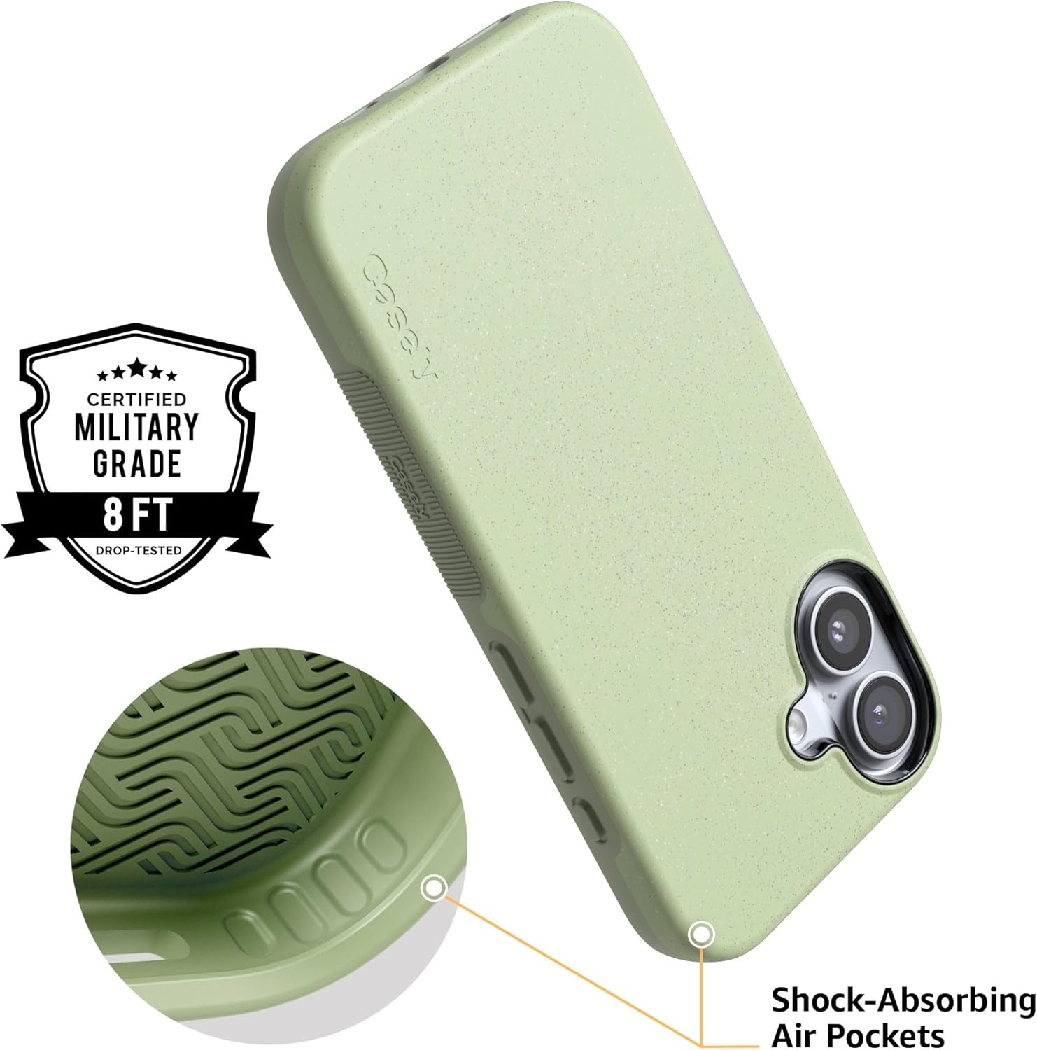 image:imageCasely iPhone 17 Case Starfish Wishes Coral Pink Shimmer Bold Protective Design MagSafe Compatible DesignKiwi Kiss Matcha Green Shimmer