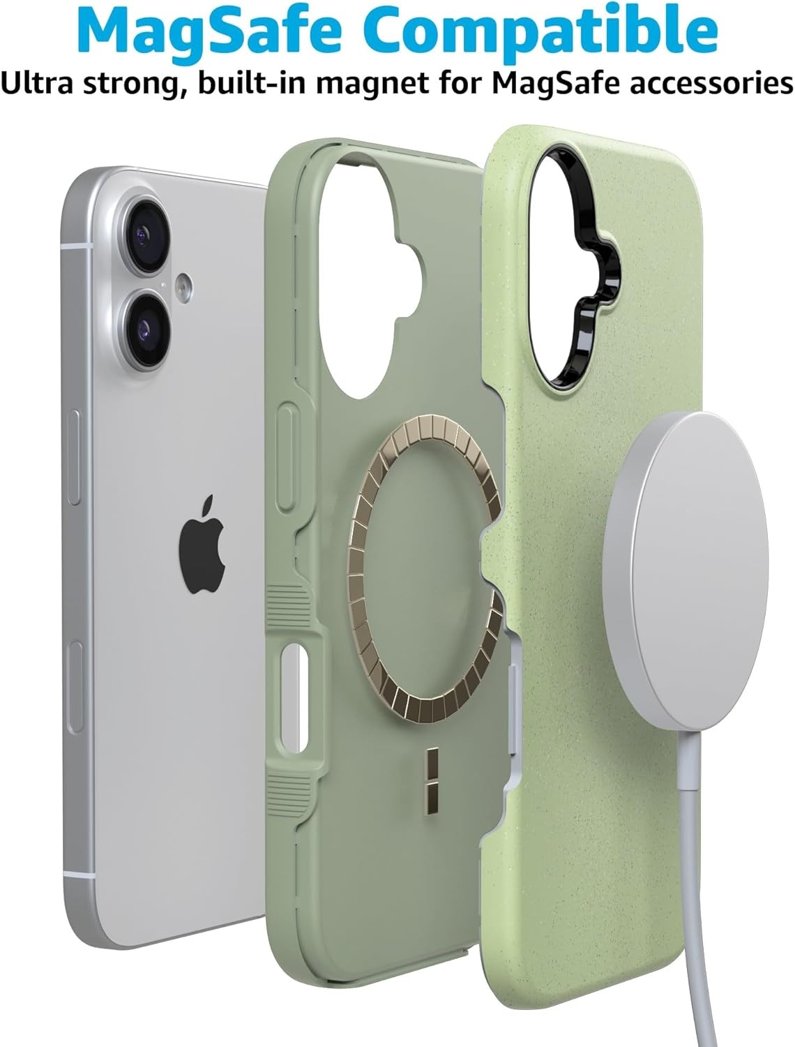 image:imageCasely iPhone 17 Case Starfish Wishes Coral Pink Shimmer Bold Protective Design MagSafe Compatible DesignKiwi Kiss Matcha Green Shimmer