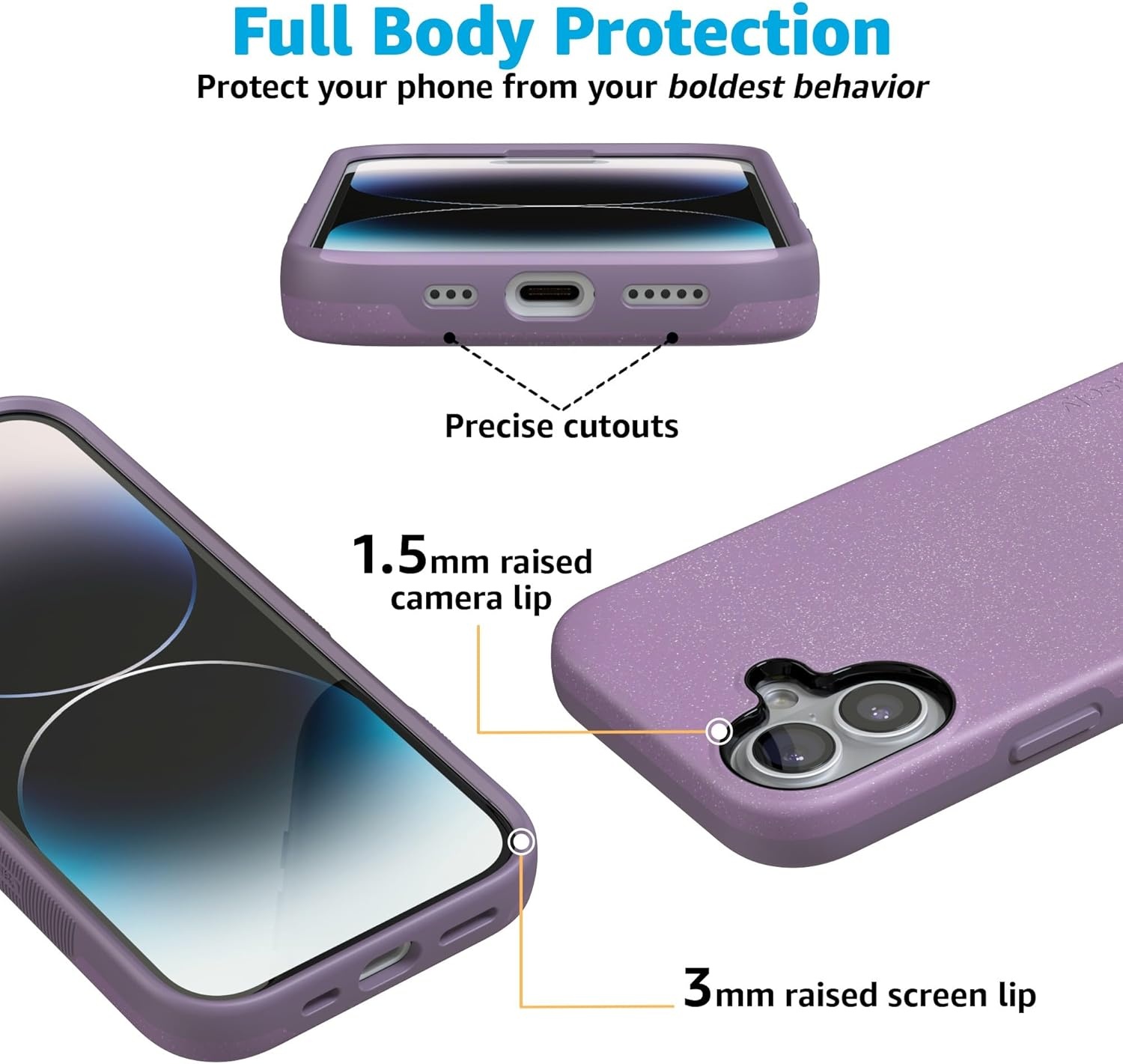image:imageCasely iPhone 17 Case Starfish Wishes Coral Pink Shimmer Bold Protective Design MagSafe Compatible DesignLavender Waves Purple Shimmer