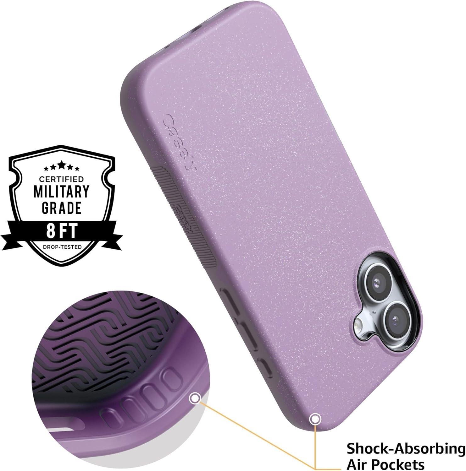 image:imageCasely iPhone 17 Case Starfish Wishes Coral Pink Shimmer Bold Protective Design MagSafe Compatible DesignLavender Waves Purple Shimmer