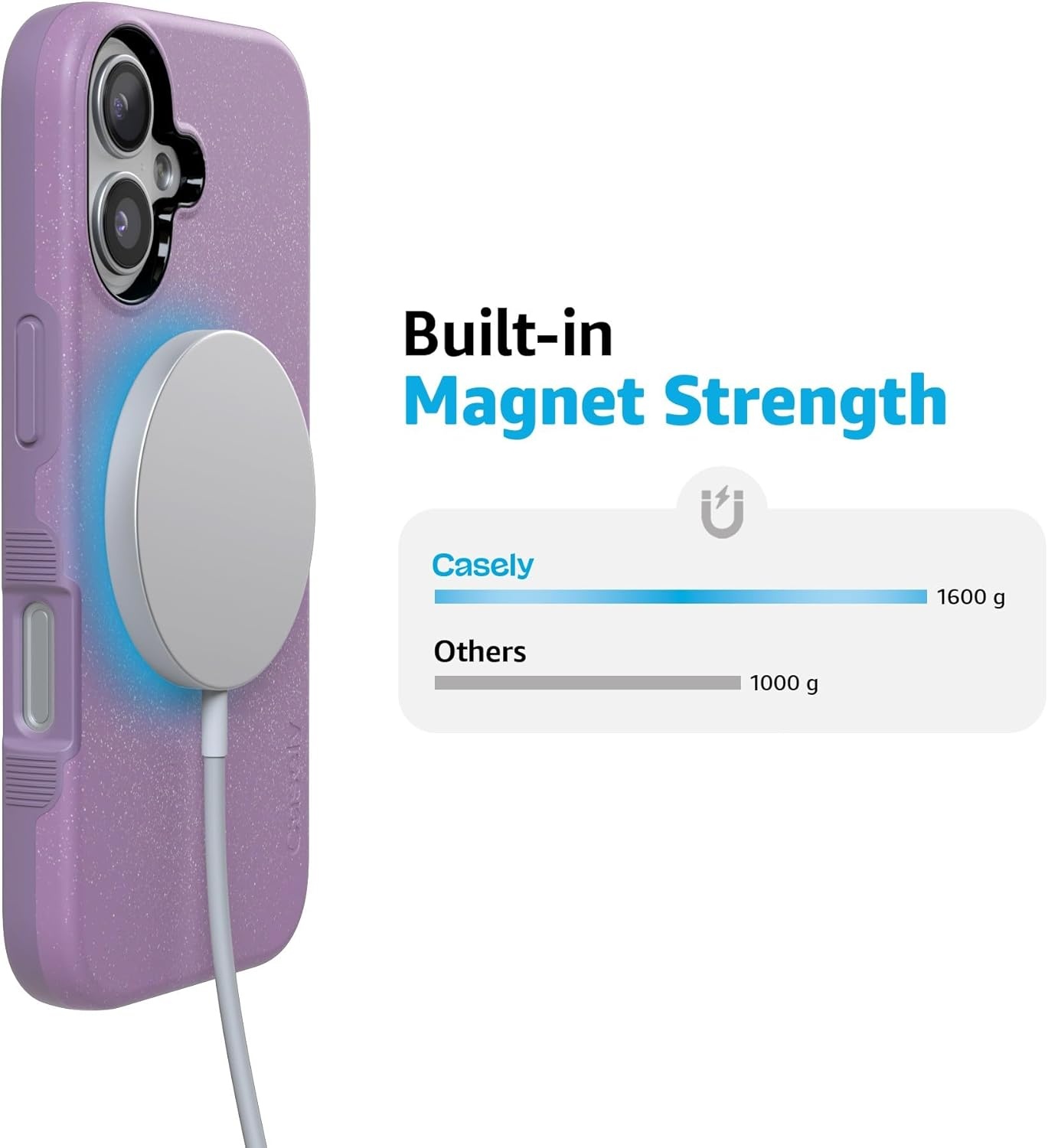 image:imageCasely iPhone 17 Case Starfish Wishes Coral Pink Shimmer Bold Protective Design MagSafe Compatible DesignLavender Waves Purple Shimmer