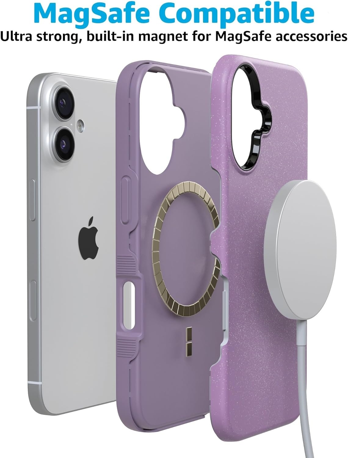 image:imageCasely iPhone 17 Case Starfish Wishes Coral Pink Shimmer Bold Protective Design MagSafe Compatible DesignLavender Waves Purple Shimmer