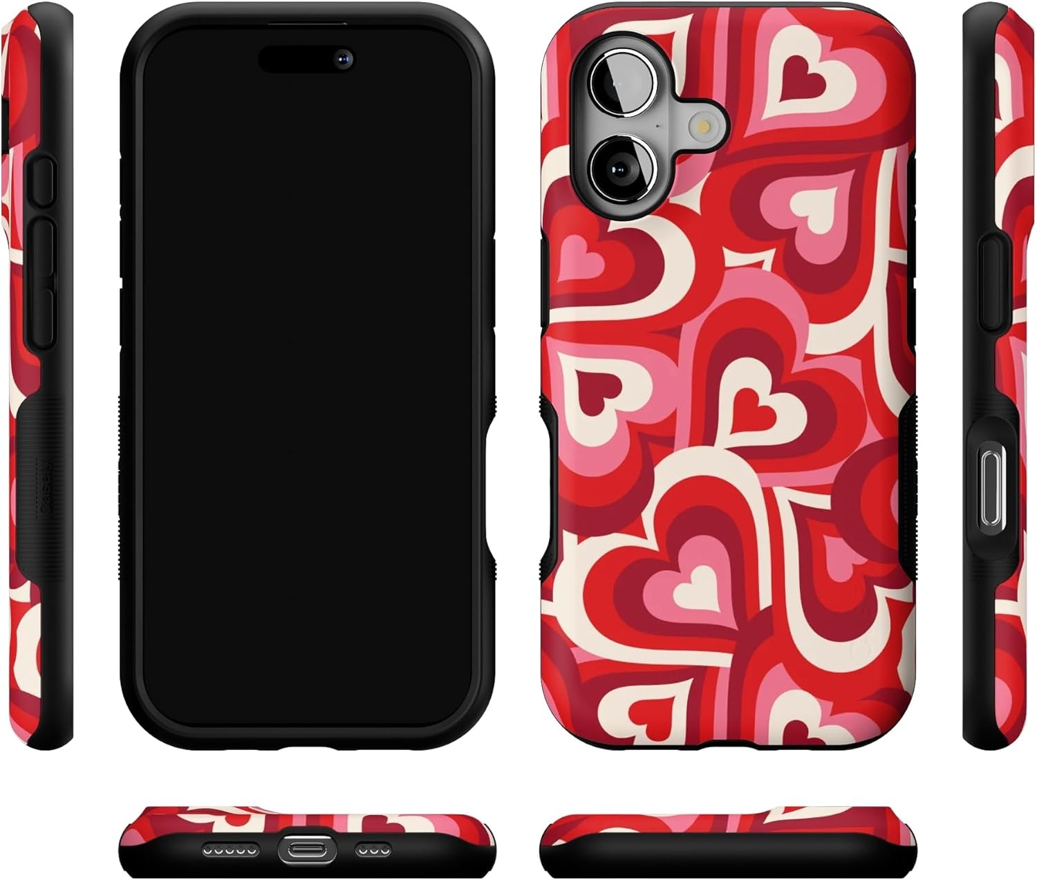 image:imageCasely iPhone 17 Case Starfish Wishes Coral Pink Shimmer Bold Protective Design MagSafe Compatible DesignLove Song Remix Ombre Hearts