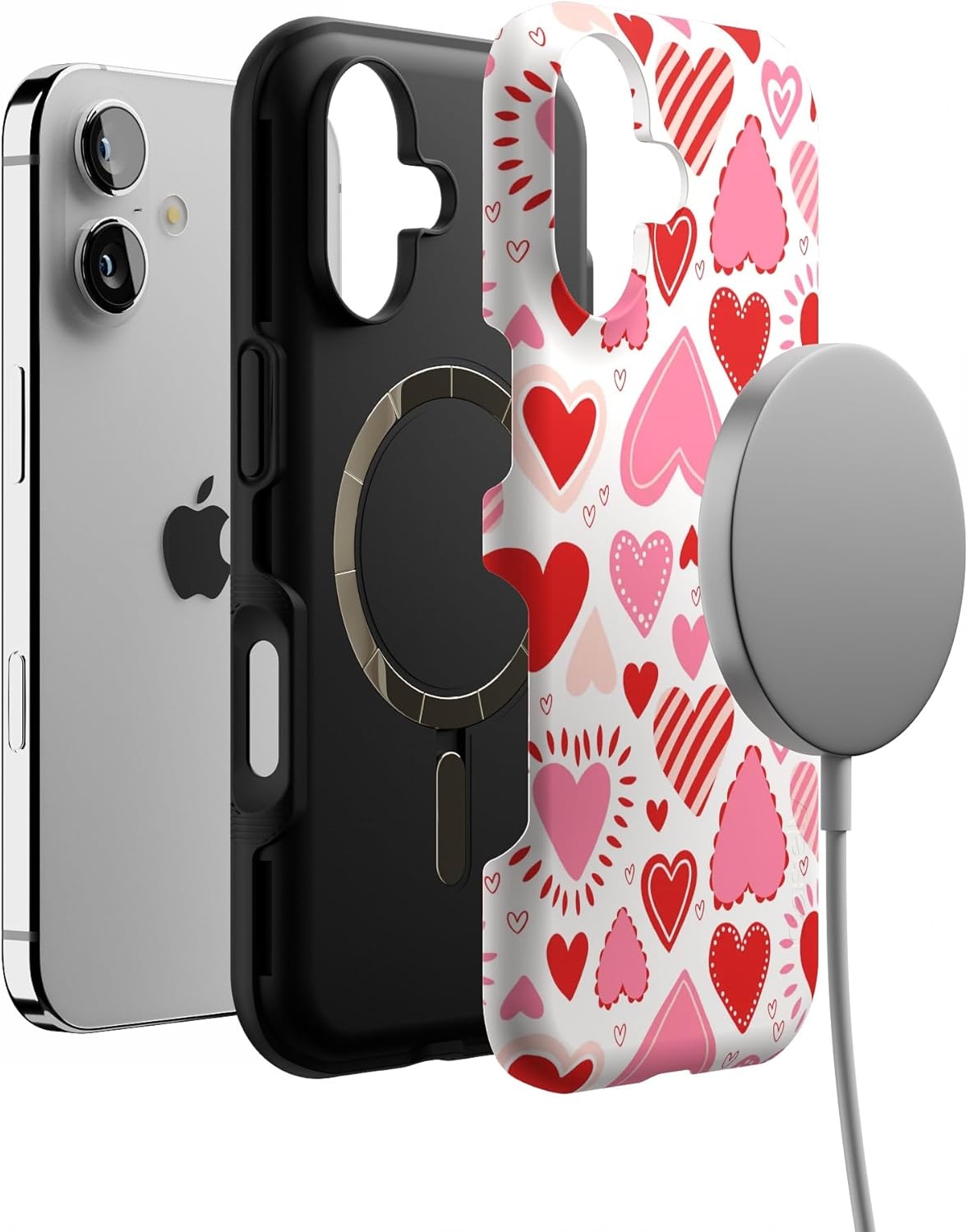 image:imageCasely iPhone 17 Case Starfish Wishes Coral Pink Shimmer Bold Protective Design MagSafe Compatible DesignLove Struck Heart Stickers