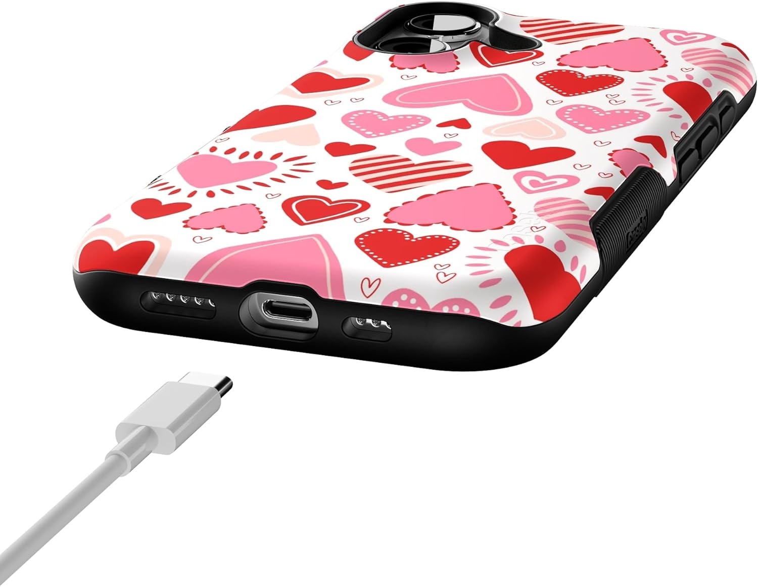 image:imageCasely iPhone 17 Case Starfish Wishes Coral Pink Shimmer Bold Protective Design MagSafe Compatible DesignLove Struck Heart Stickers