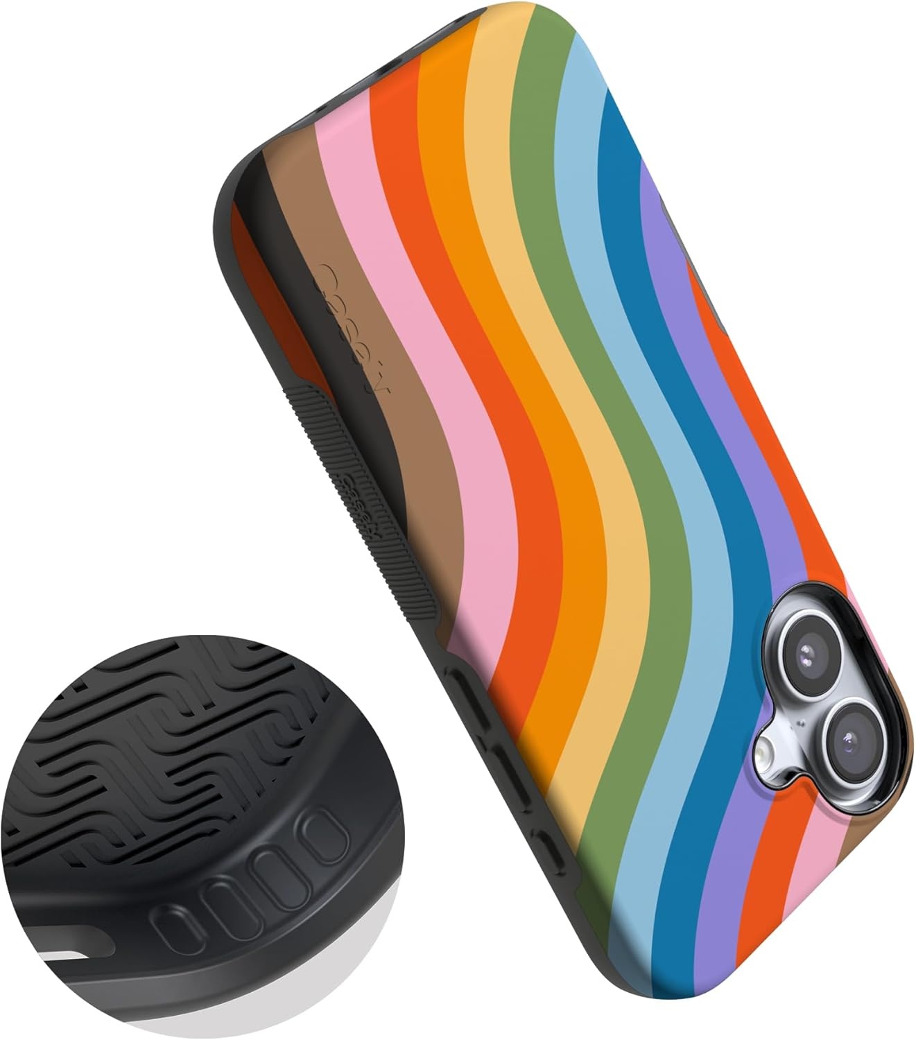image:imageCasely iPhone 17 Case Starfish Wishes Coral Pink Shimmer Bold Protective Design MagSafe Compatible DesignLove for All Rainbow Pride