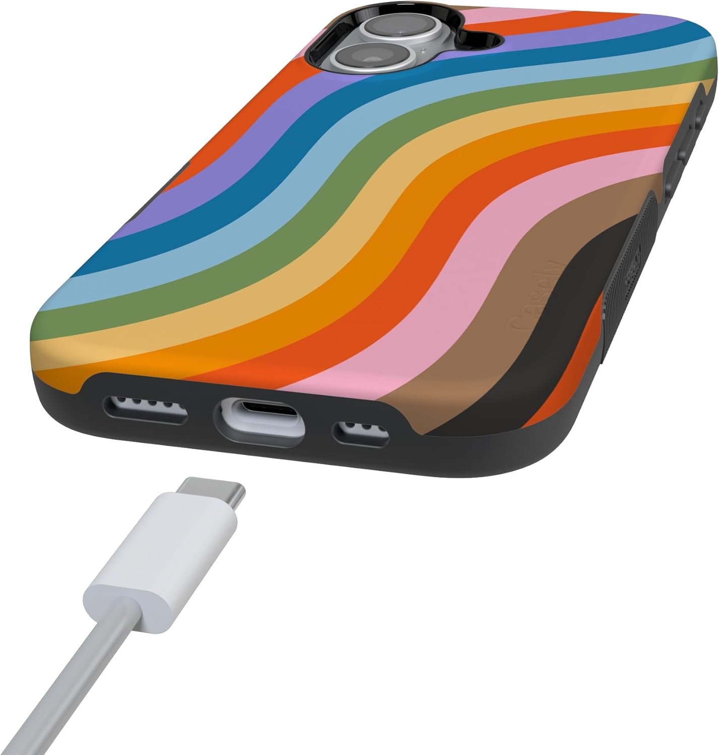 image:imageCasely iPhone 17 Case Starfish Wishes Coral Pink Shimmer Bold Protective Design MagSafe Compatible DesignLove for All Rainbow Pride