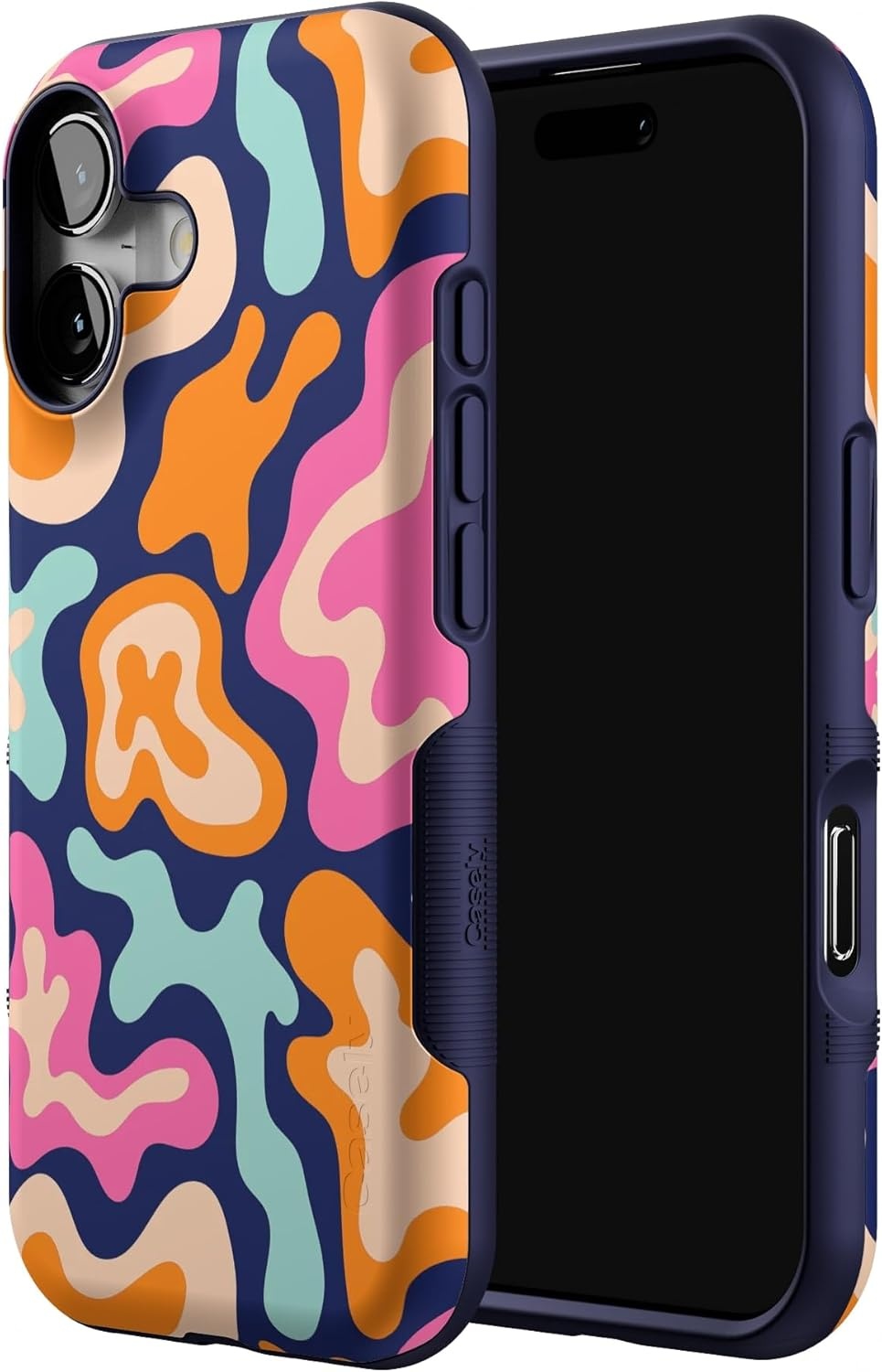 image:imageCasely iPhone 17 Case Starfish Wishes Coral Pink Shimmer Bold Protective Design MagSafe Compatible DesignMidnight Color Splash Abstract Retro