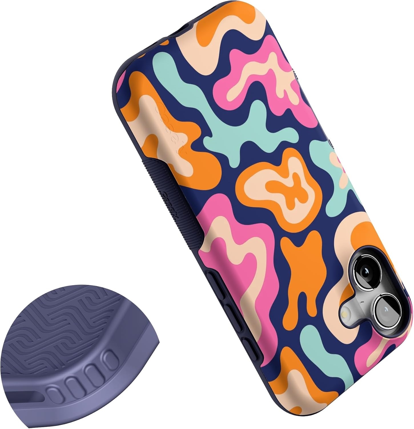 image:imageCasely iPhone 17 Case Starfish Wishes Coral Pink Shimmer Bold Protective Design MagSafe Compatible DesignMidnight Color Splash Abstract Retro