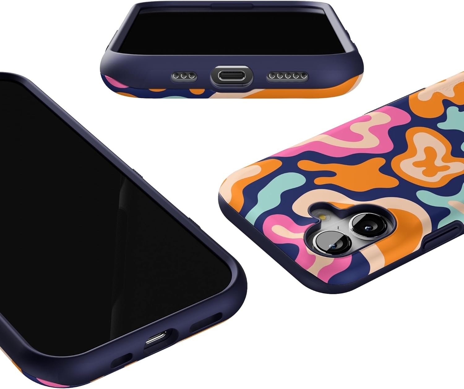image:imageCasely iPhone 17 Case Starfish Wishes Coral Pink Shimmer Bold Protective Design MagSafe Compatible DesignMidnight Color Splash Abstract Retro