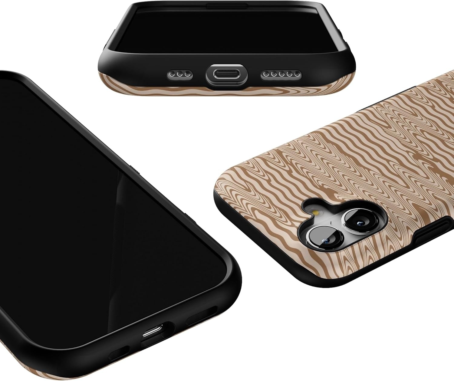 image:imageCasely iPhone 17 Case Starfish Wishes Coral Pink Shimmer Bold Protective Design MagSafe Compatible DesignMocha Ripple Brown Waves