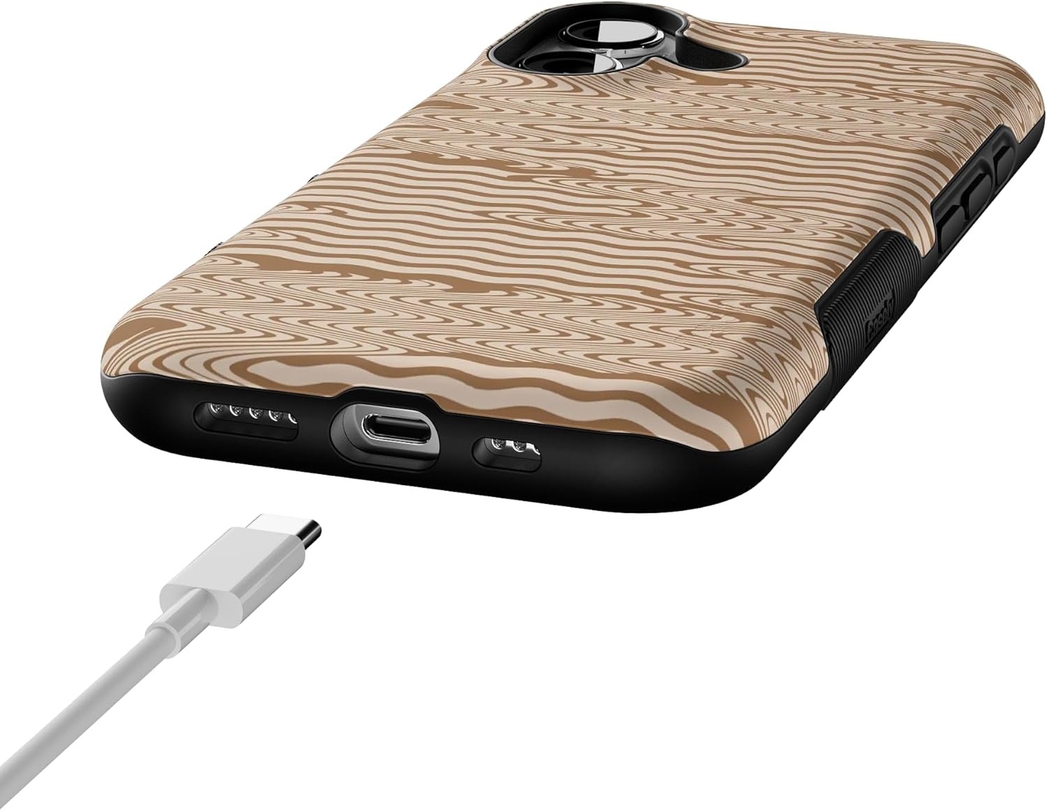 image:imageCasely iPhone 17 Case Starfish Wishes Coral Pink Shimmer Bold Protective Design MagSafe Compatible DesignMocha Ripple Brown Waves
