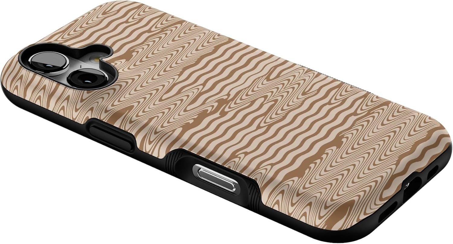 image:imageCasely iPhone 17 Case Starfish Wishes Coral Pink Shimmer Bold Protective Design MagSafe Compatible DesignMocha Ripple Brown Waves