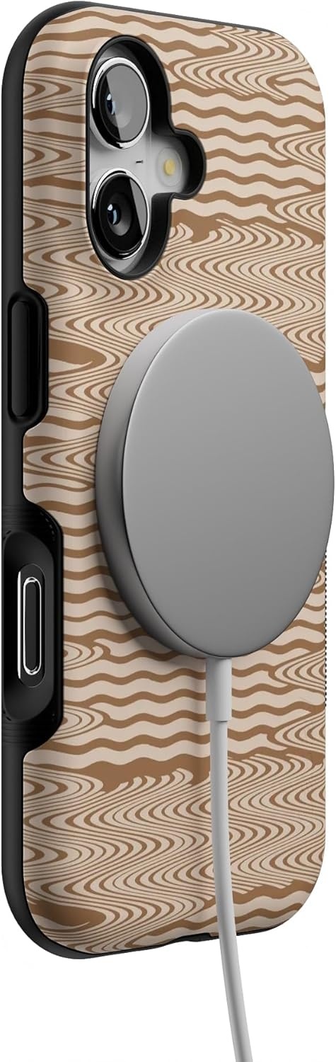 image:imageCasely iPhone 17 Case Starfish Wishes Coral Pink Shimmer Bold Protective Design MagSafe Compatible DesignMocha Ripple Brown Waves