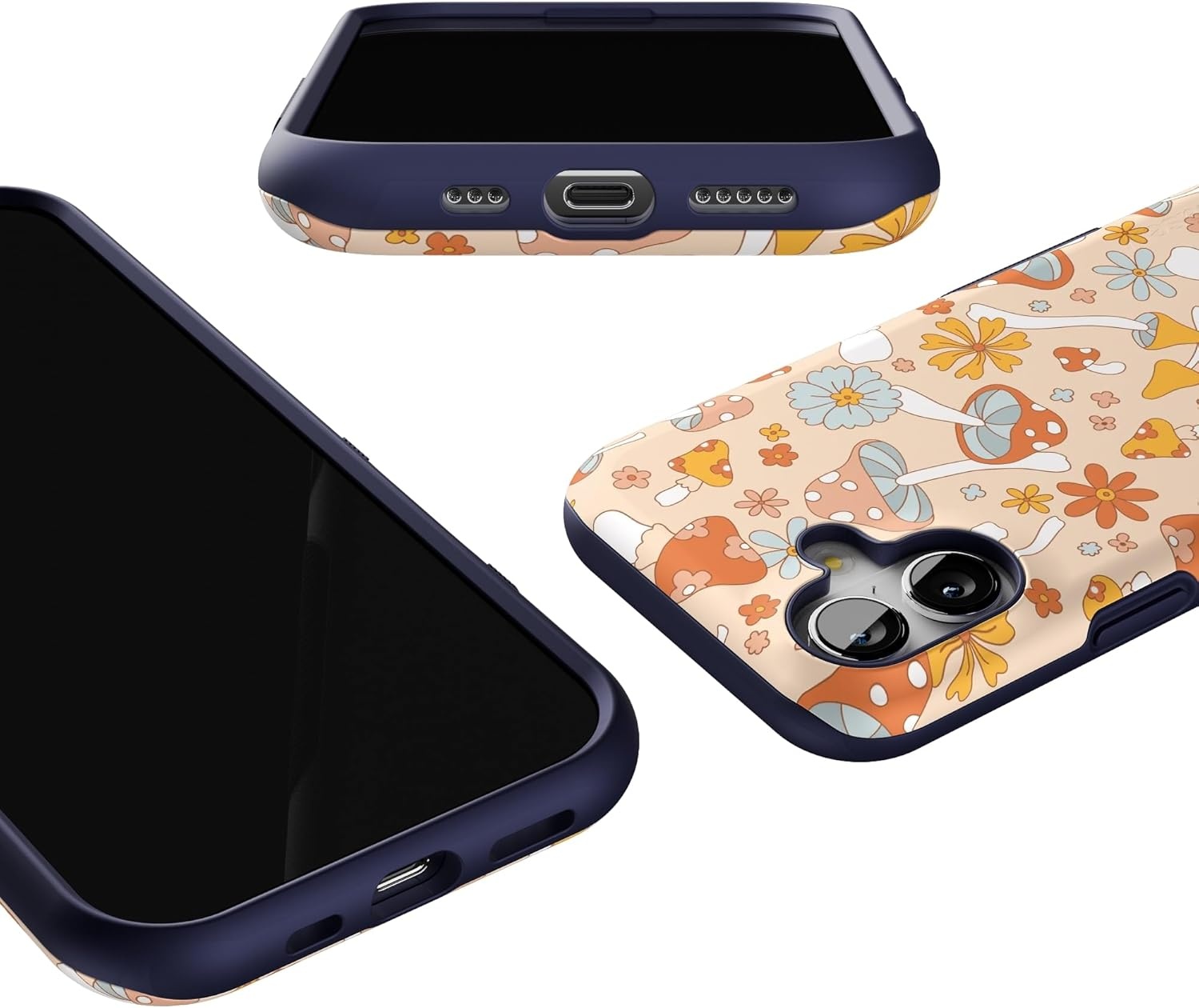 image:imageCasely iPhone 17 Case Starfish Wishes Coral Pink Shimmer Bold Protective Design MagSafe Compatible DesignMushroom Magic Retro Floral