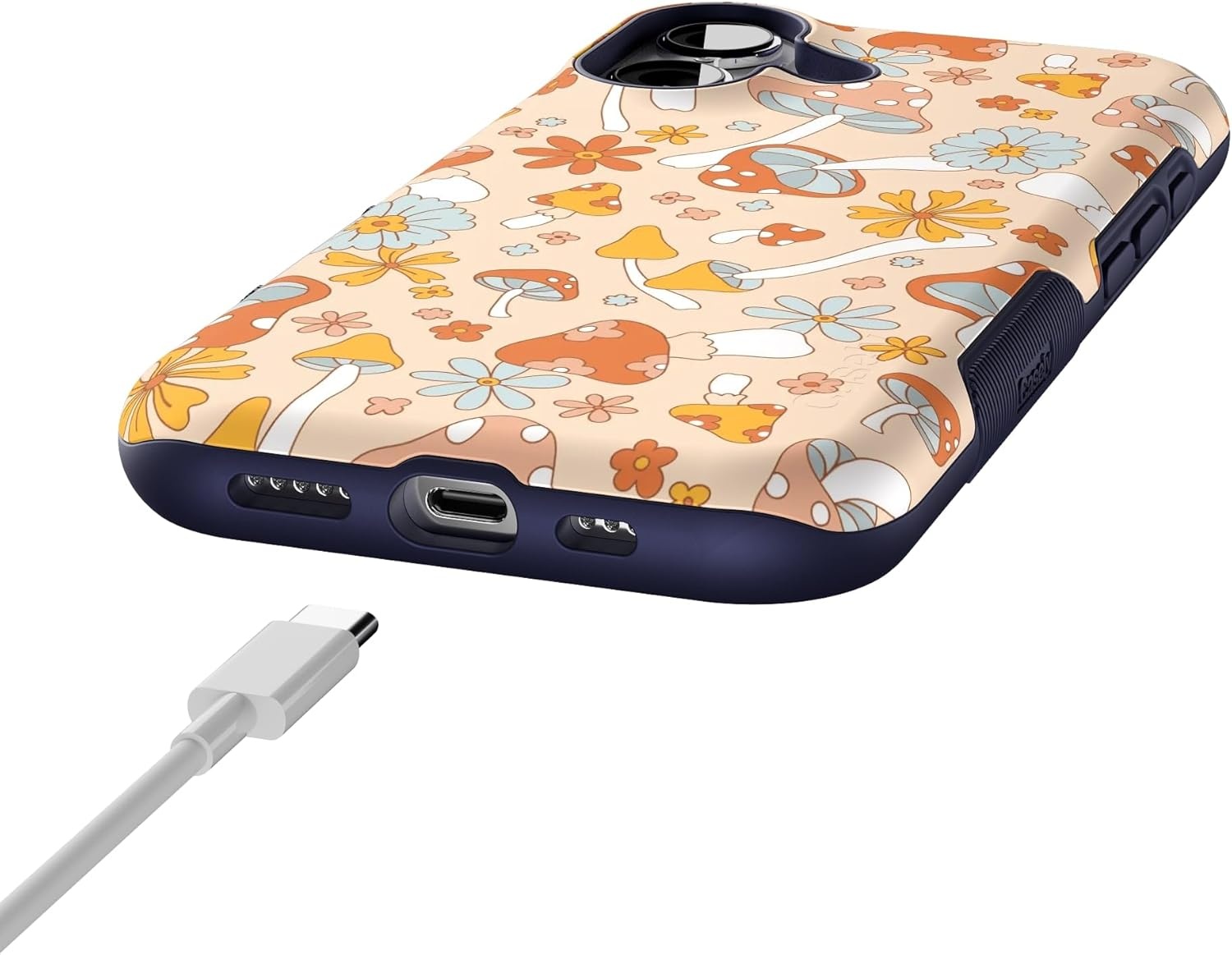 image:imageCasely iPhone 17 Case Starfish Wishes Coral Pink Shimmer Bold Protective Design MagSafe Compatible DesignMushroom Magic Retro Floral