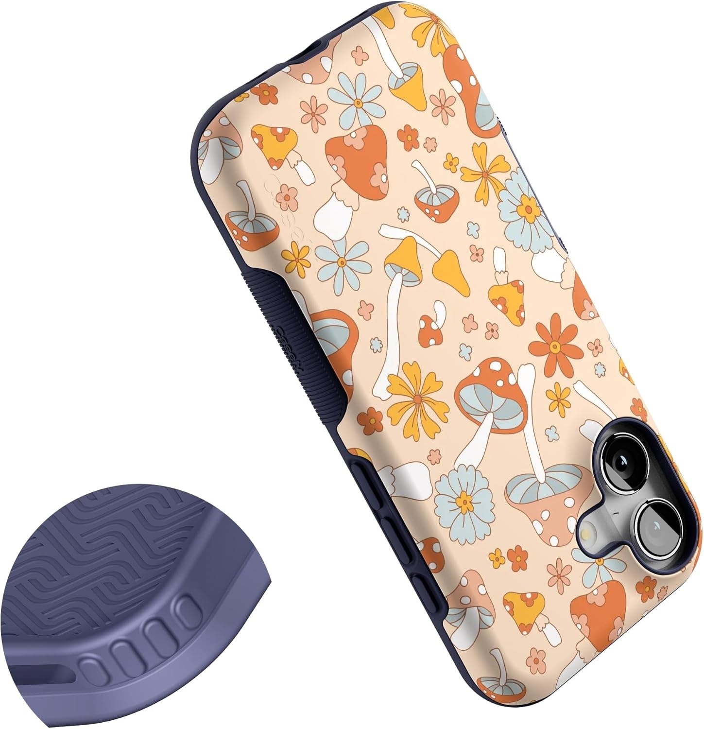 image:imageCasely iPhone 17 Case Starfish Wishes Coral Pink Shimmer Bold Protective Design MagSafe Compatible DesignMushroom Magic Retro Floral