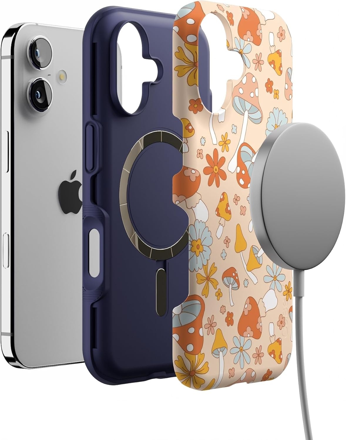 image:imageCasely iPhone 17 Case Starfish Wishes Coral Pink Shimmer Bold Protective Design MagSafe Compatible DesignMushroom Magic Retro Floral