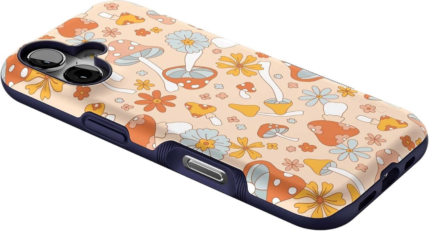 image:imageCasely iPhone 17 Case Starfish Wishes Coral Pink Shimmer Bold Protective Design MagSafe Compatible DesignMushroom Magic Retro Floral
