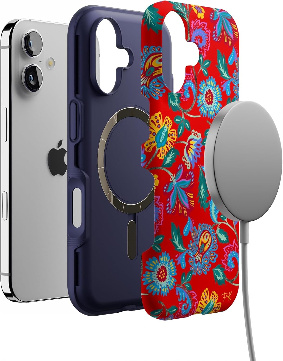 image:imageCasely iPhone 17 Case Starfish Wishes Coral Pink Shimmer Bold Protective Design MagSafe Compatible DesignPainted Flowers Frida Kahlo Floral