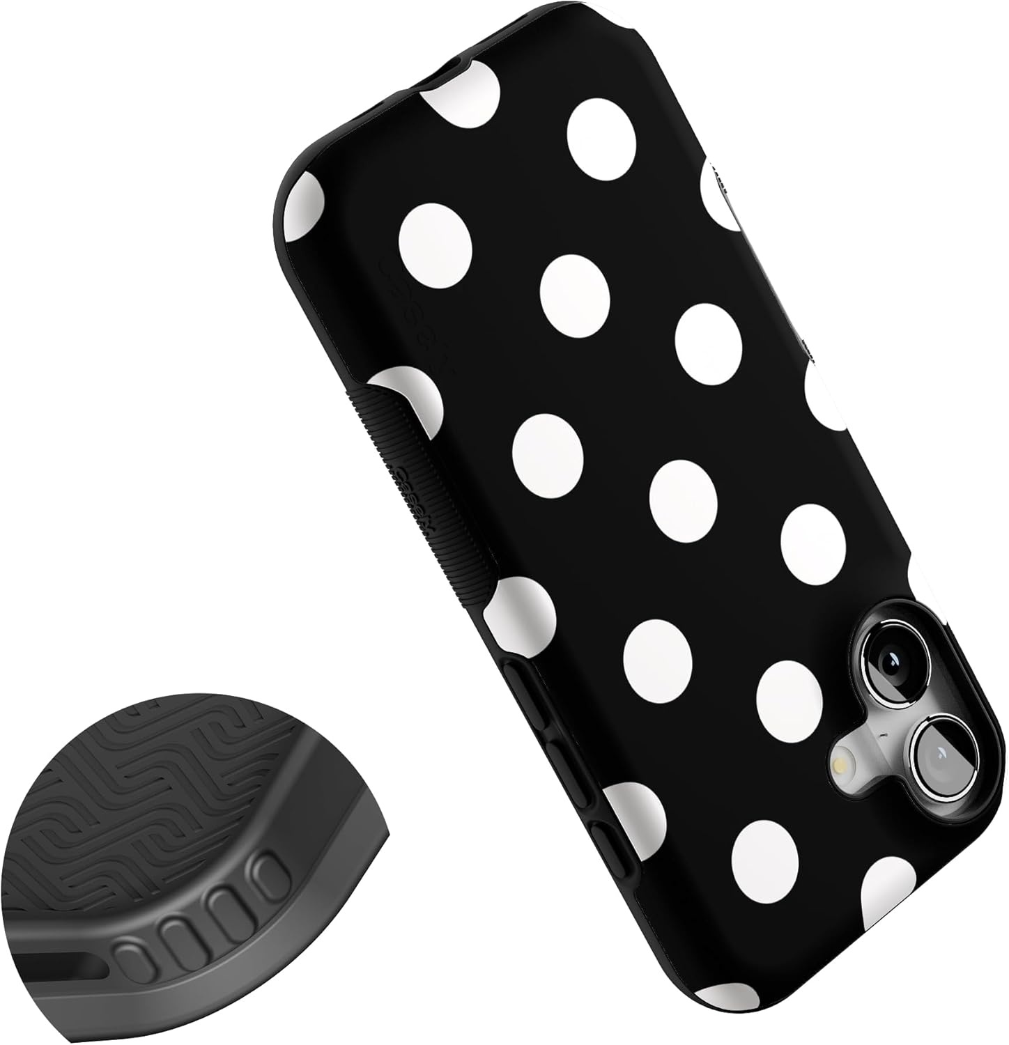 image:imageCasely iPhone 17 Case Starfish Wishes Coral Pink Shimmer Bold Protective Design MagSafe Compatible DesignPolka Dots High Contrast Design