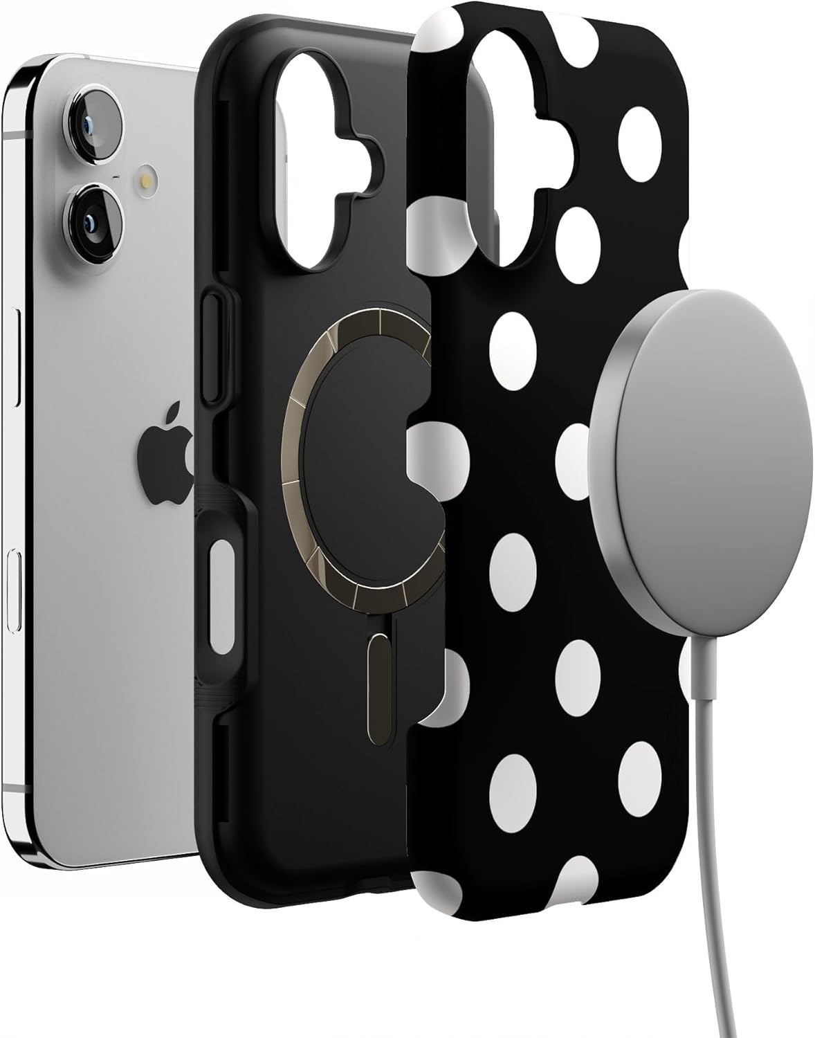 image:imageCasely iPhone 17 Case Starfish Wishes Coral Pink Shimmer Bold Protective Design MagSafe Compatible DesignPolka Dots High Contrast Design