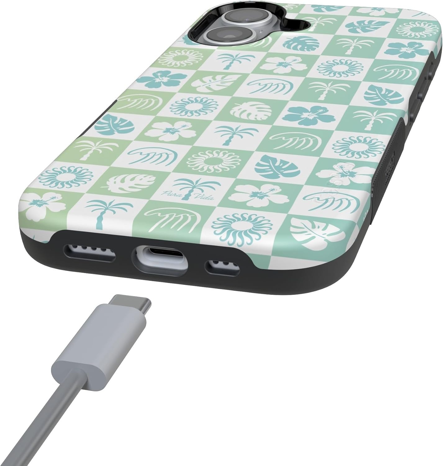 image:imageCasely iPhone 17 Case Starfish Wishes Coral Pink Shimmer Bold Protective Design MagSafe Compatible DesignPura Vida Coastal Checkers