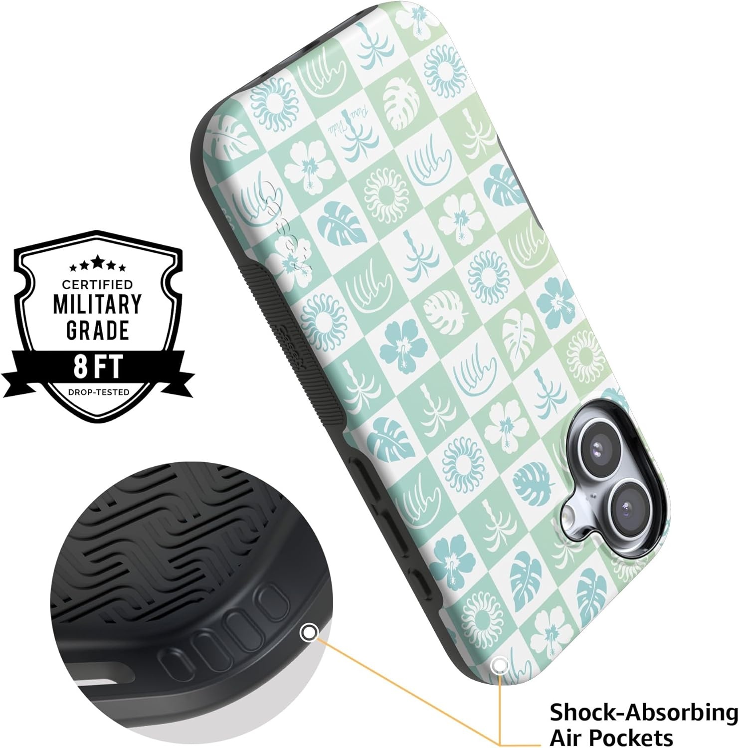 image:imageCasely iPhone 17 Case Starfish Wishes Coral Pink Shimmer Bold Protective Design MagSafe Compatible DesignPura Vida Coastal Checkers
