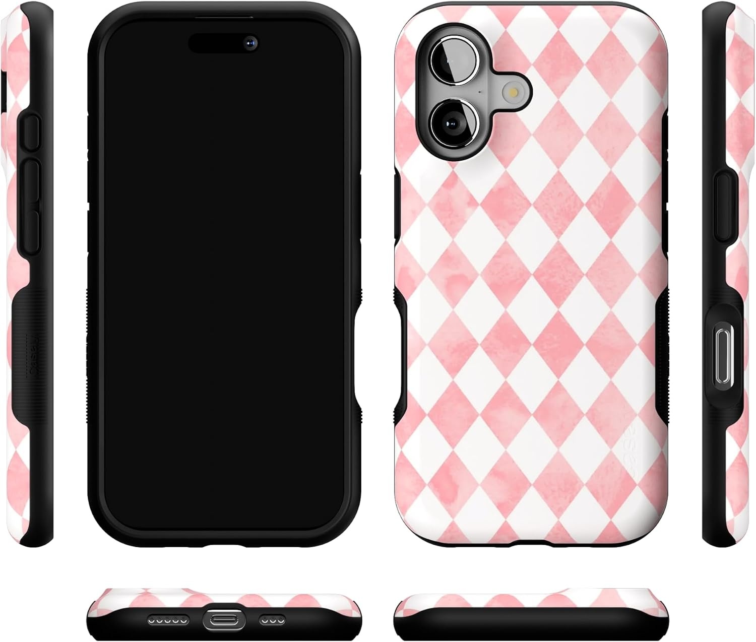 image:imageCasely iPhone 17 Case Starfish Wishes Coral Pink Shimmer Bold Protective Design MagSafe Compatible DesignQueen of Diamonds Pink Watercolor