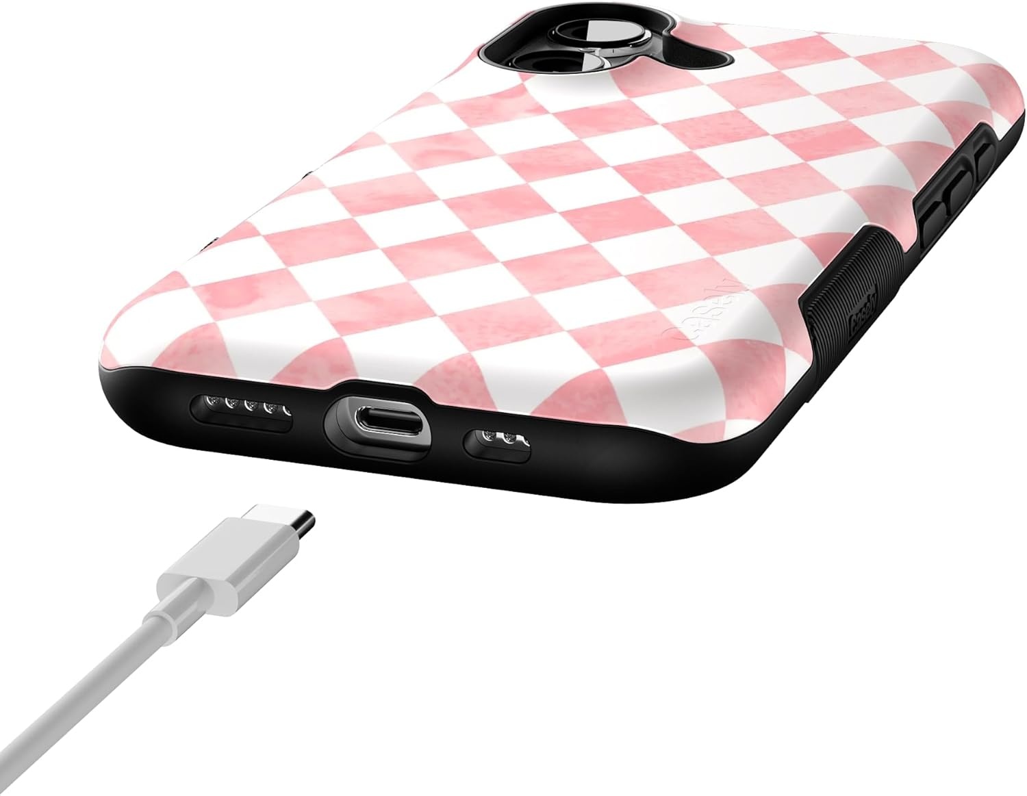 image:imageCasely iPhone 17 Case Starfish Wishes Coral Pink Shimmer Bold Protective Design MagSafe Compatible DesignQueen of Diamonds Pink Watercolor