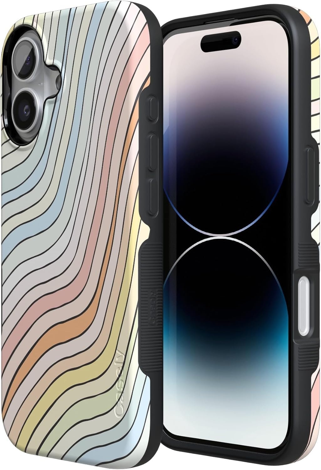 image:imageCasely iPhone 17 Case Starfish Wishes Coral Pink Shimmer Bold Protective Design MagSafe Compatible DesignRide The Wave Pastel Rainbow Lined