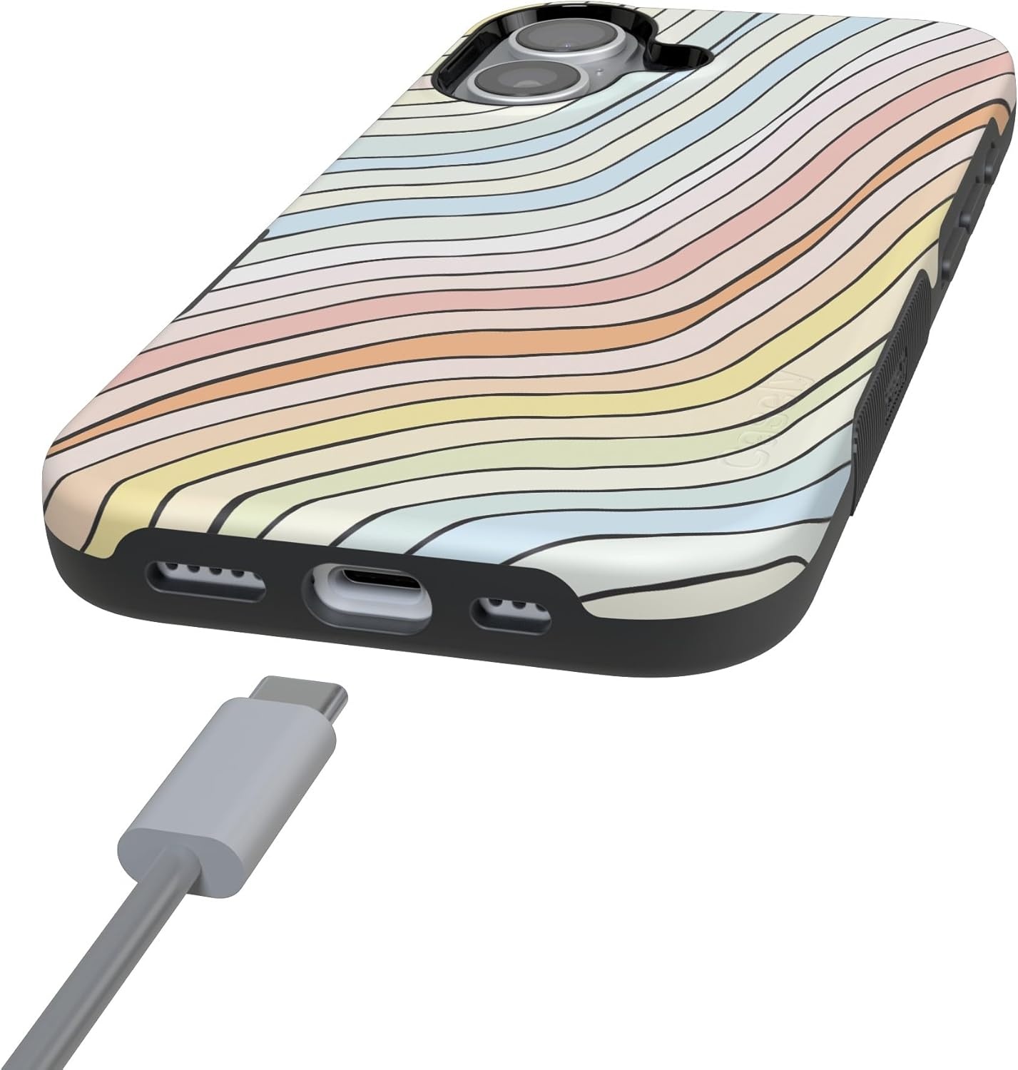 image:imageCasely iPhone 17 Case Starfish Wishes Coral Pink Shimmer Bold Protective Design MagSafe Compatible DesignRide The Wave Pastel Rainbow Lined