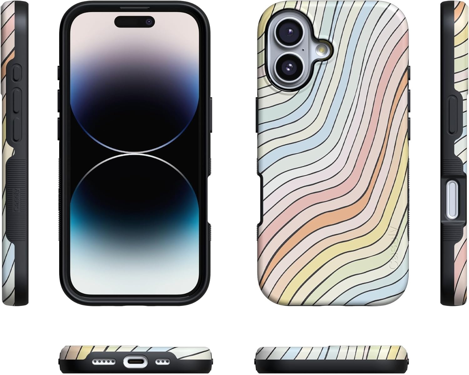 image:imageCasely iPhone 17 Case Starfish Wishes Coral Pink Shimmer Bold Protective Design MagSafe Compatible DesignRide The Wave Pastel Rainbow Lined