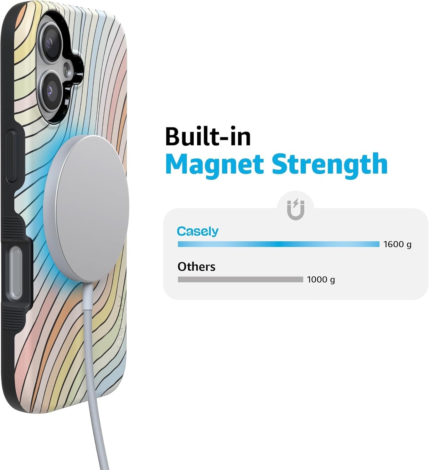 image:imageCasely iPhone 17 Case Starfish Wishes Coral Pink Shimmer Bold Protective Design MagSafe Compatible DesignRide The Wave Pastel Rainbow Lined